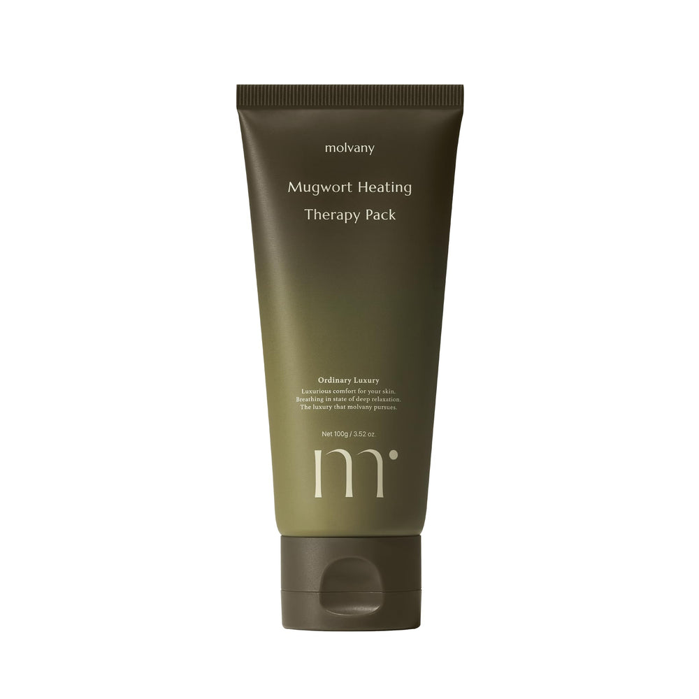 Molvany Mugwort Heating Mask jar close-up showing soothing texture for spa-like care