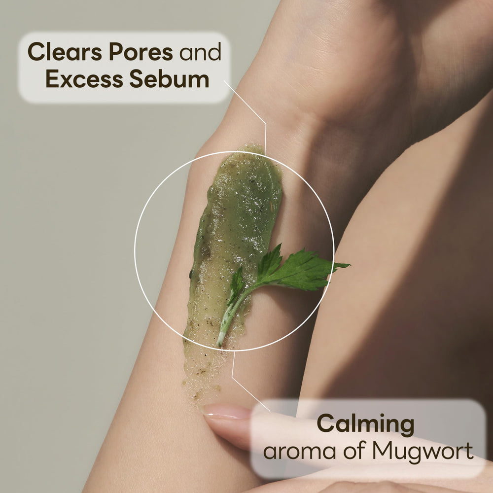Molvany Mugwort Mask after masking session suggests pore refinement