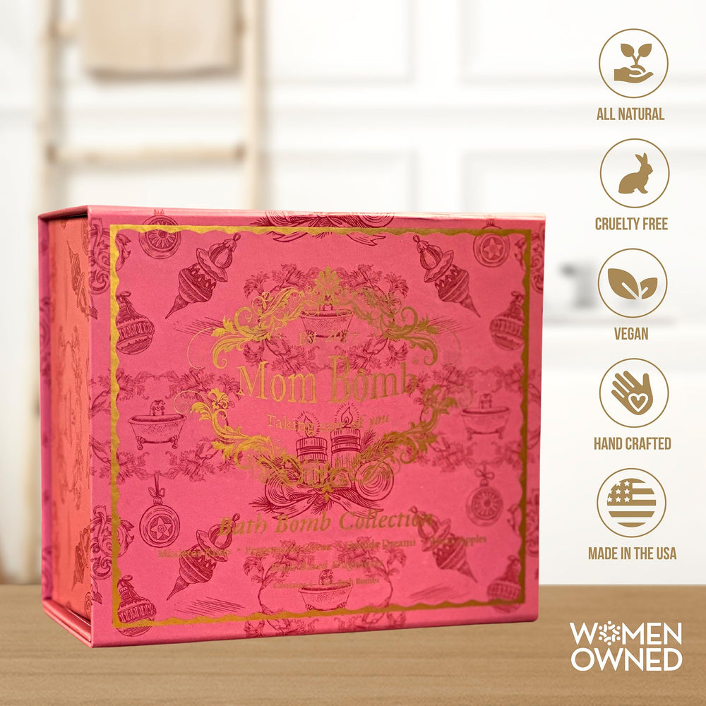 Mom Bomb Warm Apples bath bomb fills the bathroom with homestyle, inviting sweetness.