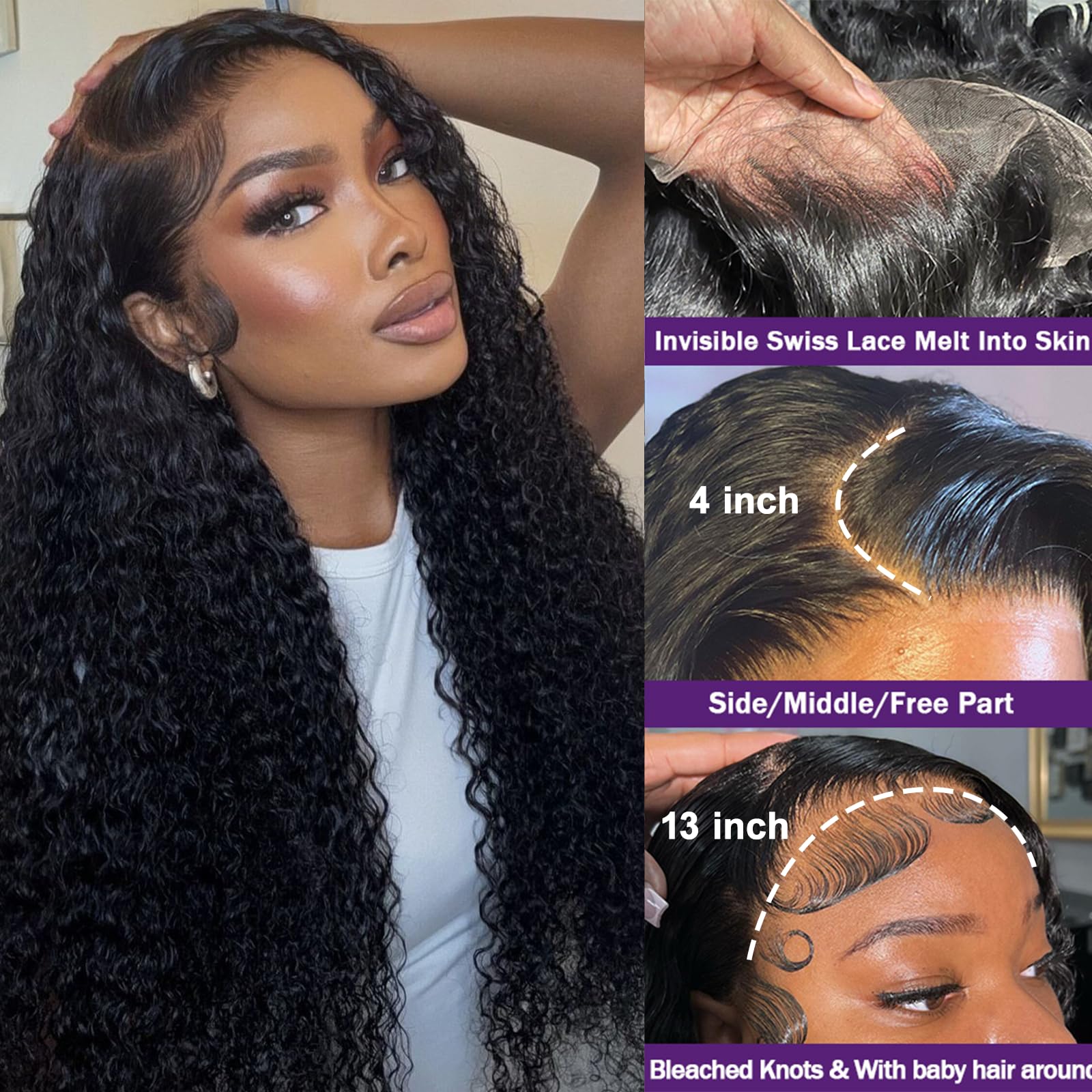 Momaksa 13x4 HD lace front wig blending with skin tone for seamless appearance.