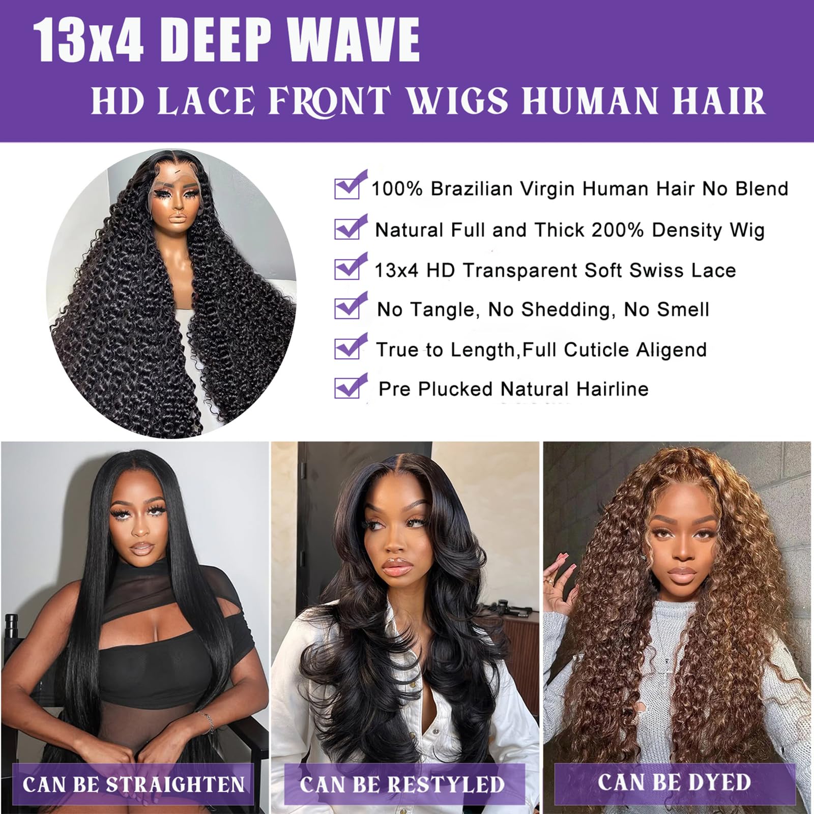 Momaksa 200 percent density human hair wig adds full luxurious volume.