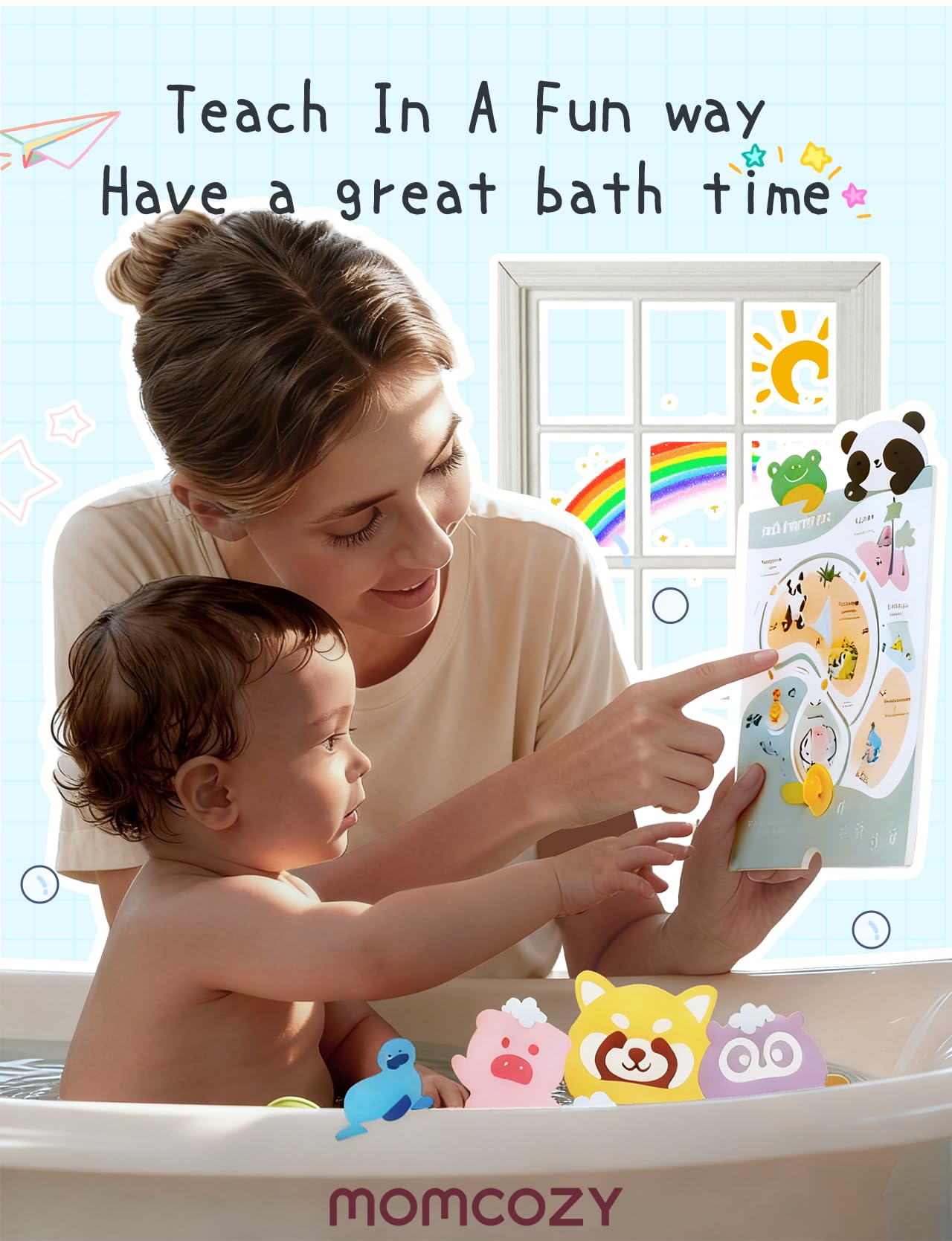 Momcozy animal bath bombs jojoba oil nourish skin while kids soak.