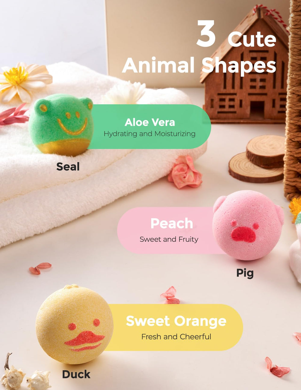 Momcozy owl-shape bath bomb releases soothing fragrance during bath.