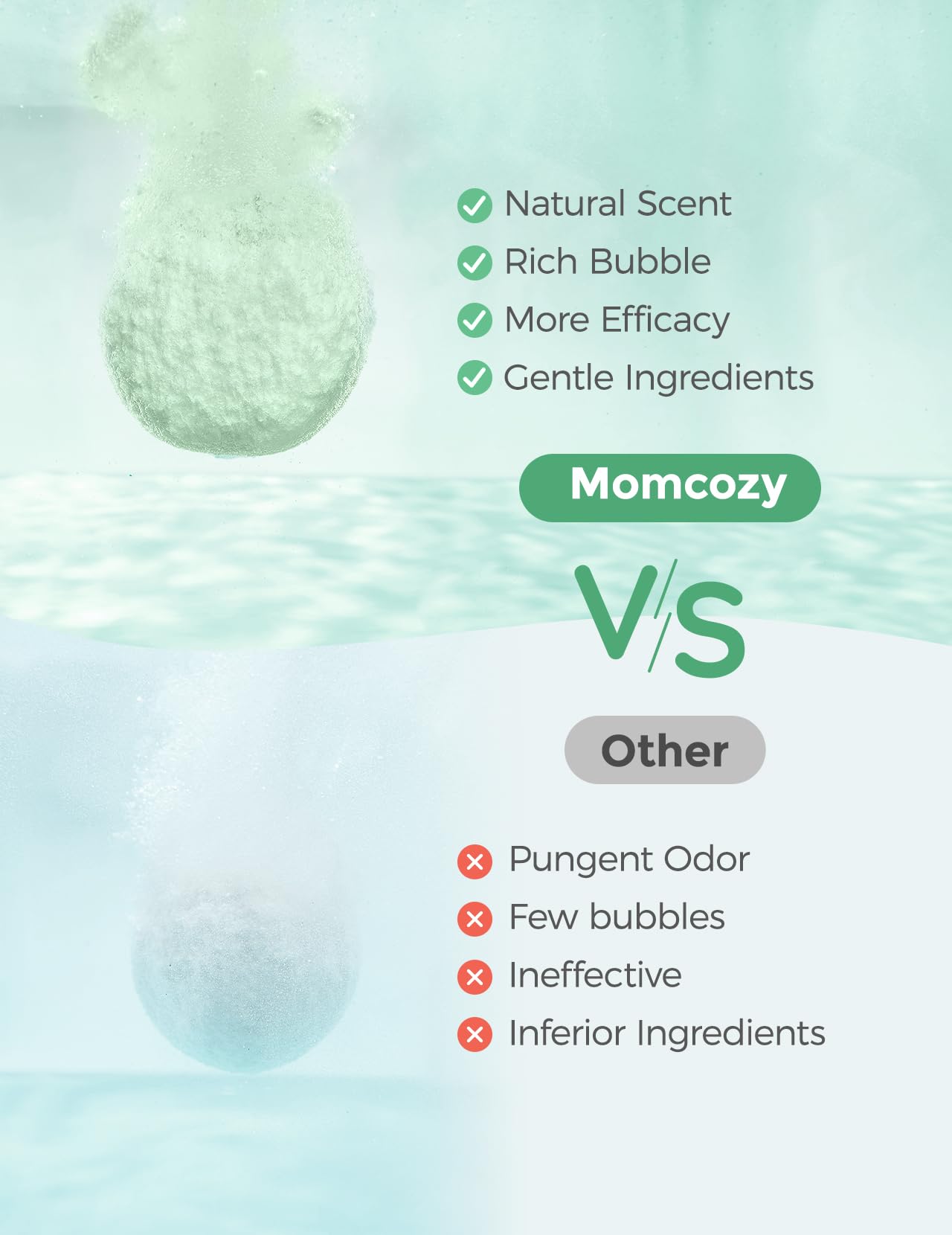 Momcozy grape fruit bath bomb design with calming aroma for kids.
