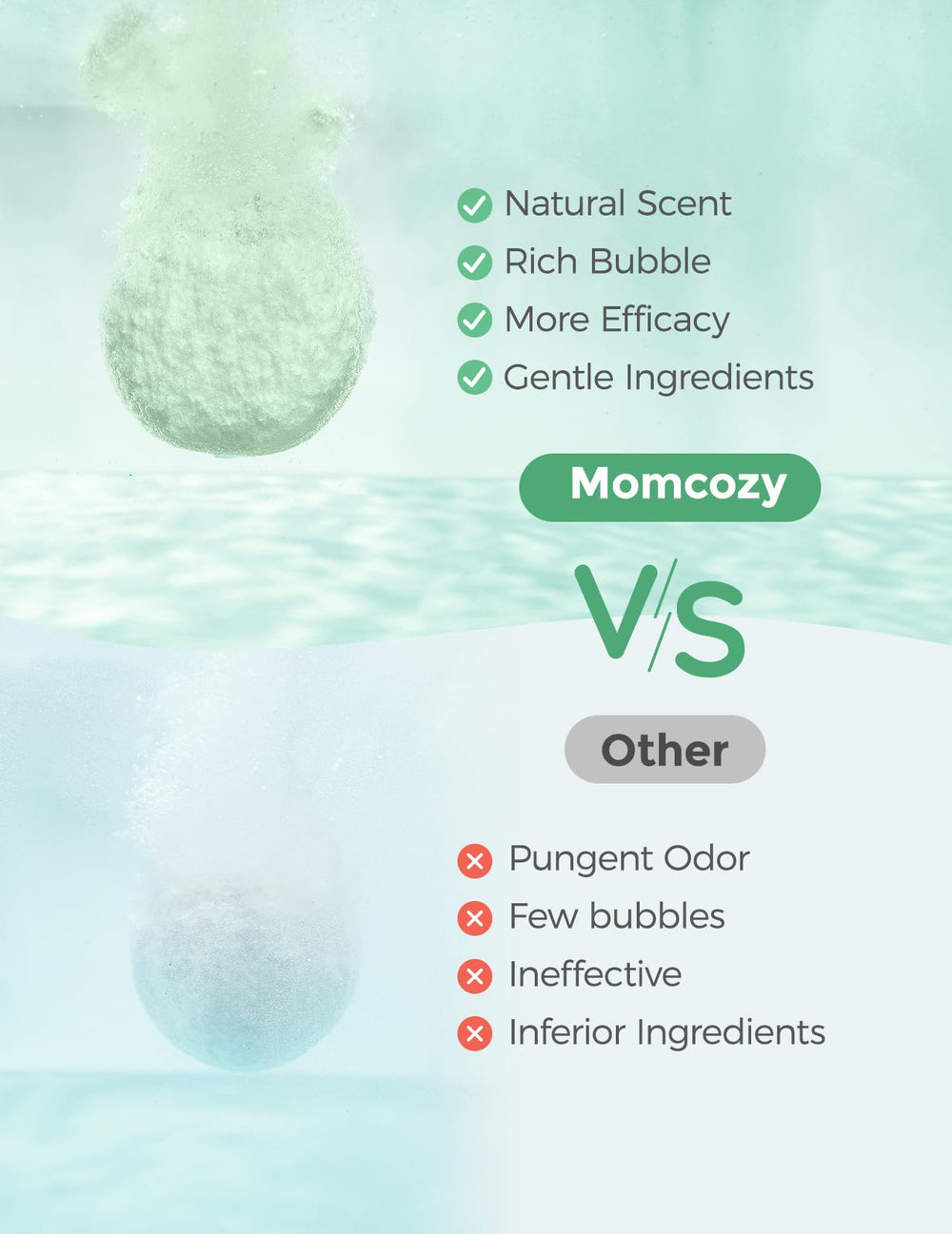 Momcozy grape fruit bath bomb design with calming aroma for kids.