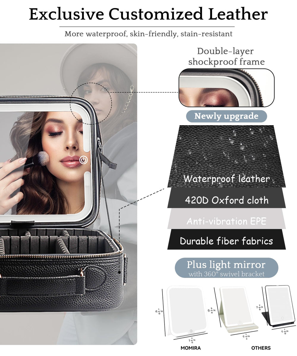 MOMIRA detachable smart fill light mirror for precise makeup application.