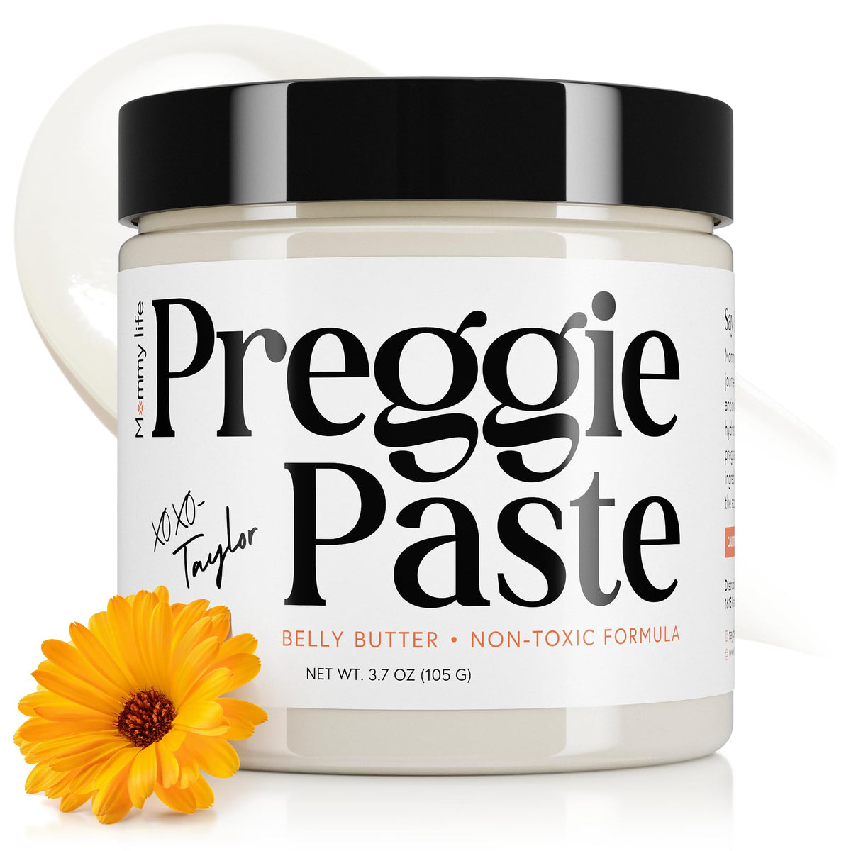 MOMMY LIFE Preggie Paste Belly Butter packaging shown for convenient prenatal skincare.