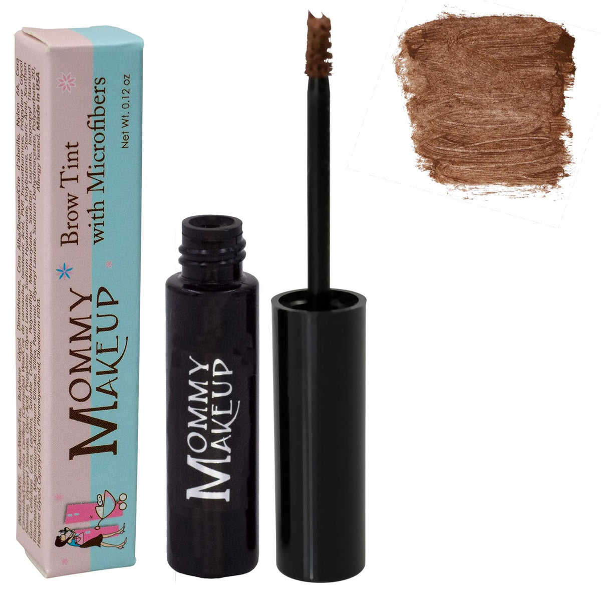 Mommy Makeup Brow Tint with Microfibers applies natural definition on daily brows.