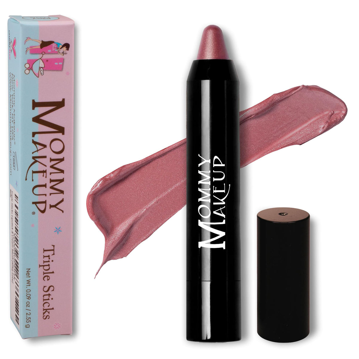 Mommy Makeup Daisy Glow Triple Sticks lip swatch with moisture and color