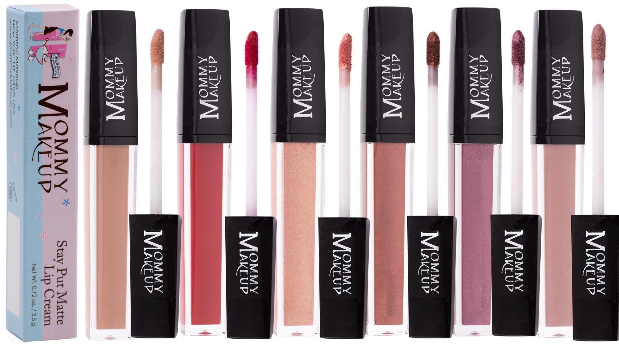 Close-up of Mommy Makeup Stay Put Lip Cream Sienna with transfer-proof finish.
