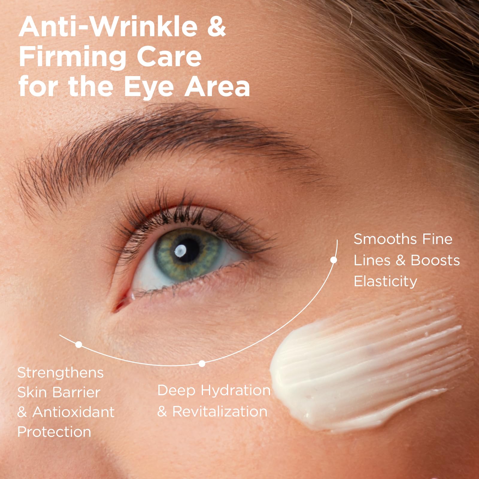 MOMOHOO under-eye area image shows smoother texture and reduced puffiness after use.