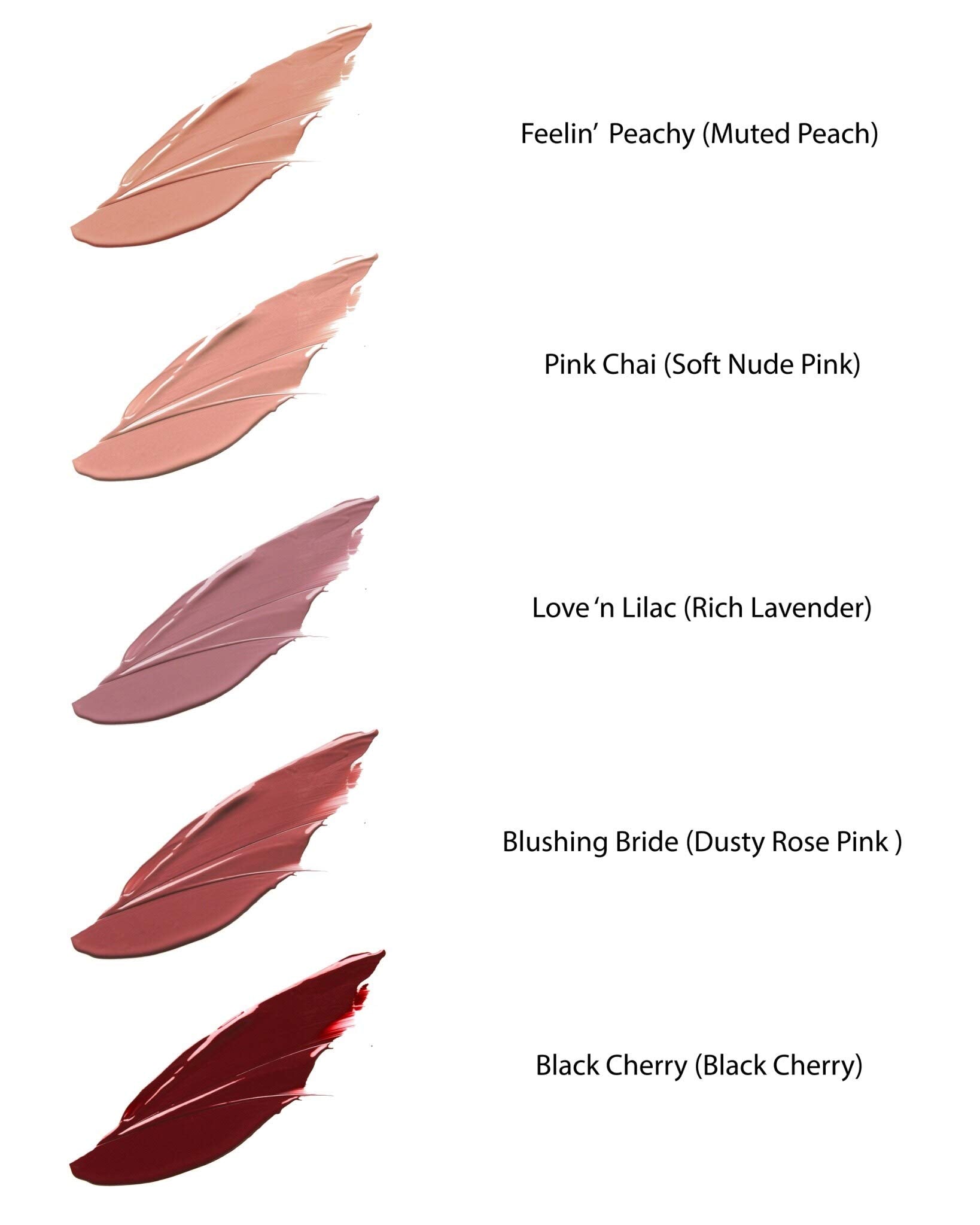 Mom's Secret Black Cherry lipstick swatch with bold, long-lasting cherry tone.