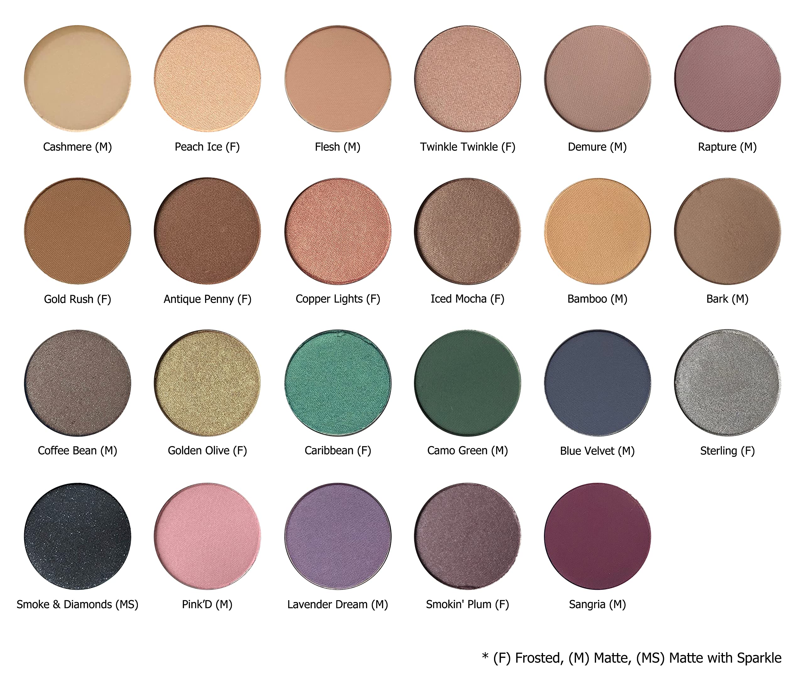 Flesh M shadow pigment swirls on lids for rich color and easy blend