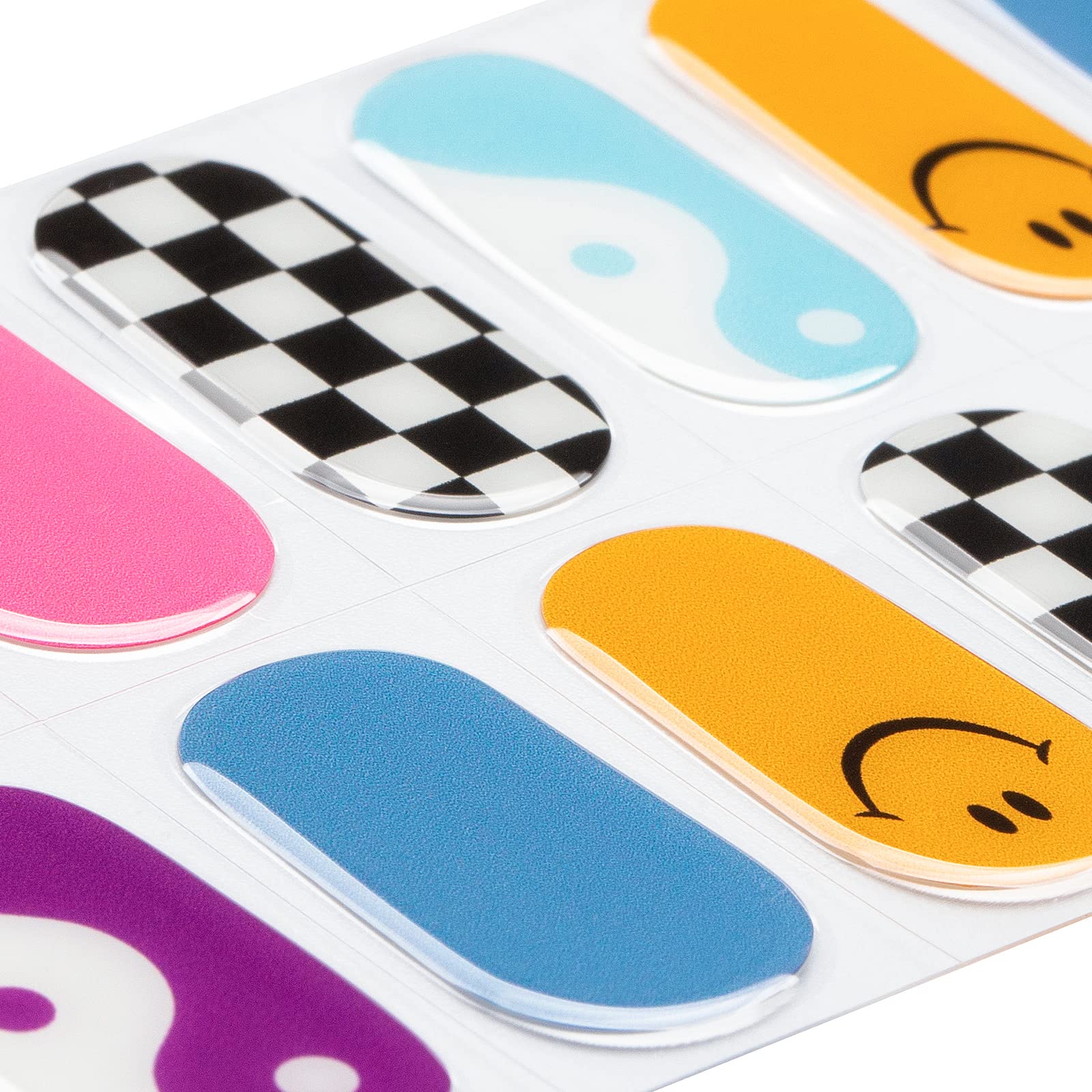MOMSON rainbow unicorn nail wraps on nails display bold color without salon visit.