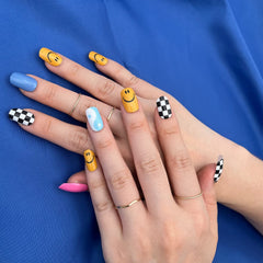 MOMSON semi-cured gel nail wrap pattern highlights long-lasting glossy look.