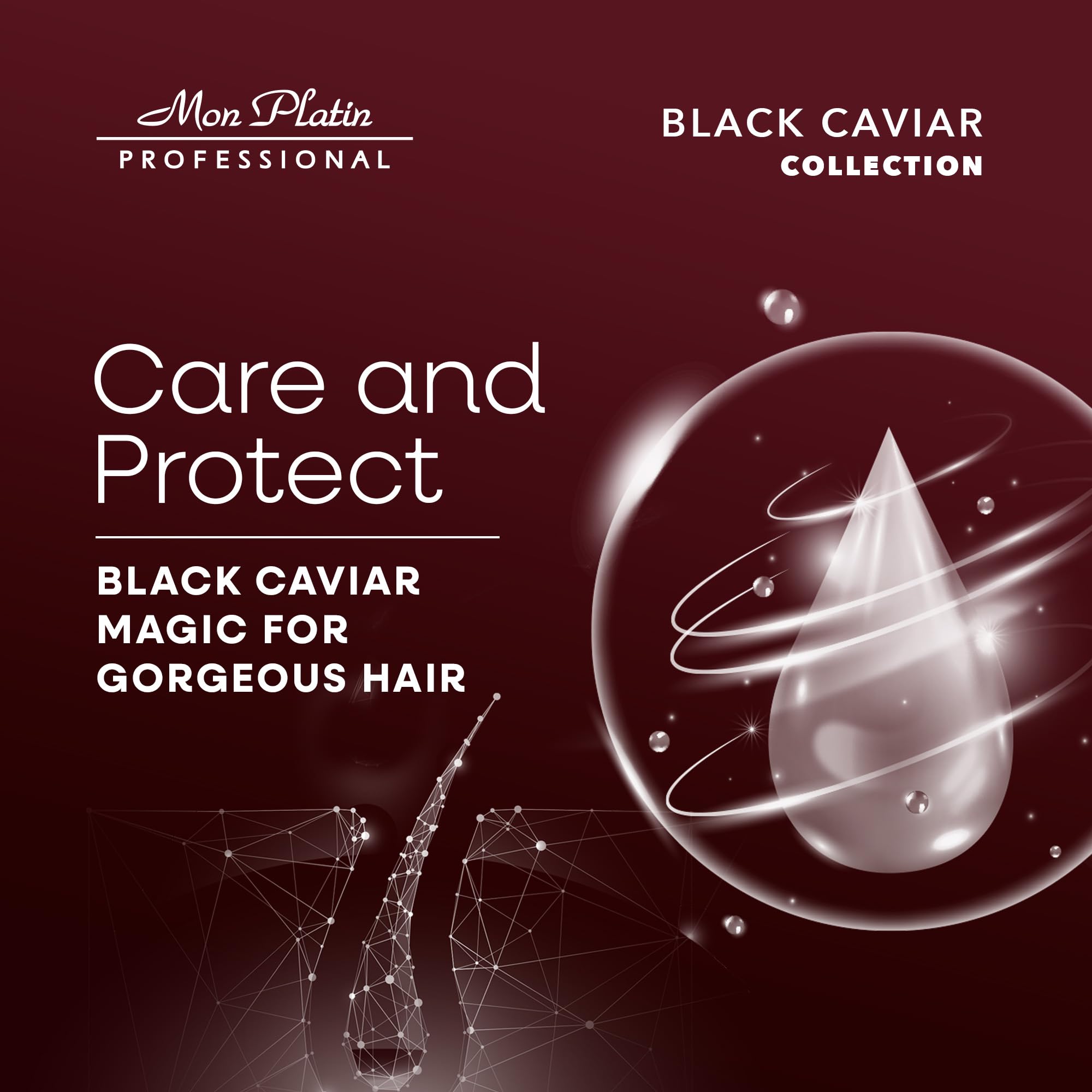 Mon Platin Black Caviar Total Clean dandruff flakes close-up on scalp.