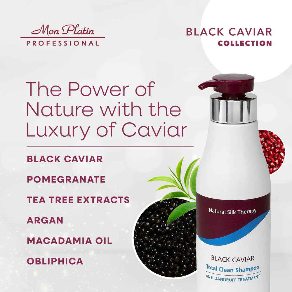 Mon Platin Black Caviar Total Clean routine application demonstrates even distribution.