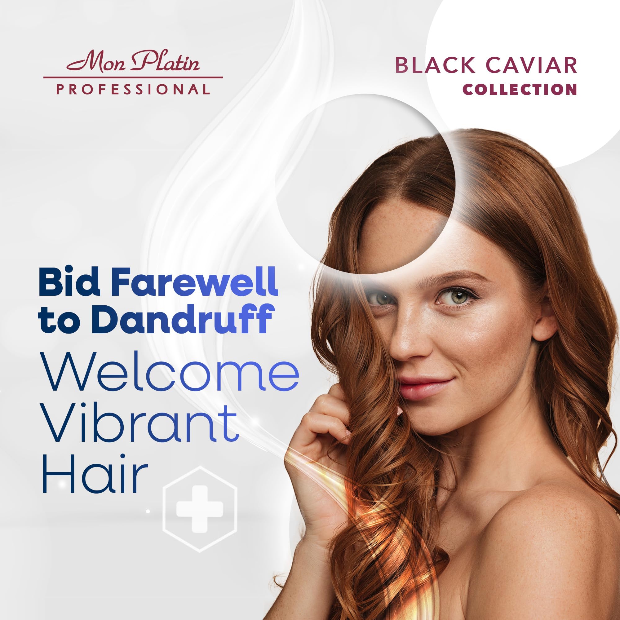 Mon Platin Black Caviar Total Clean scalp-care scene shows refreshing wash.