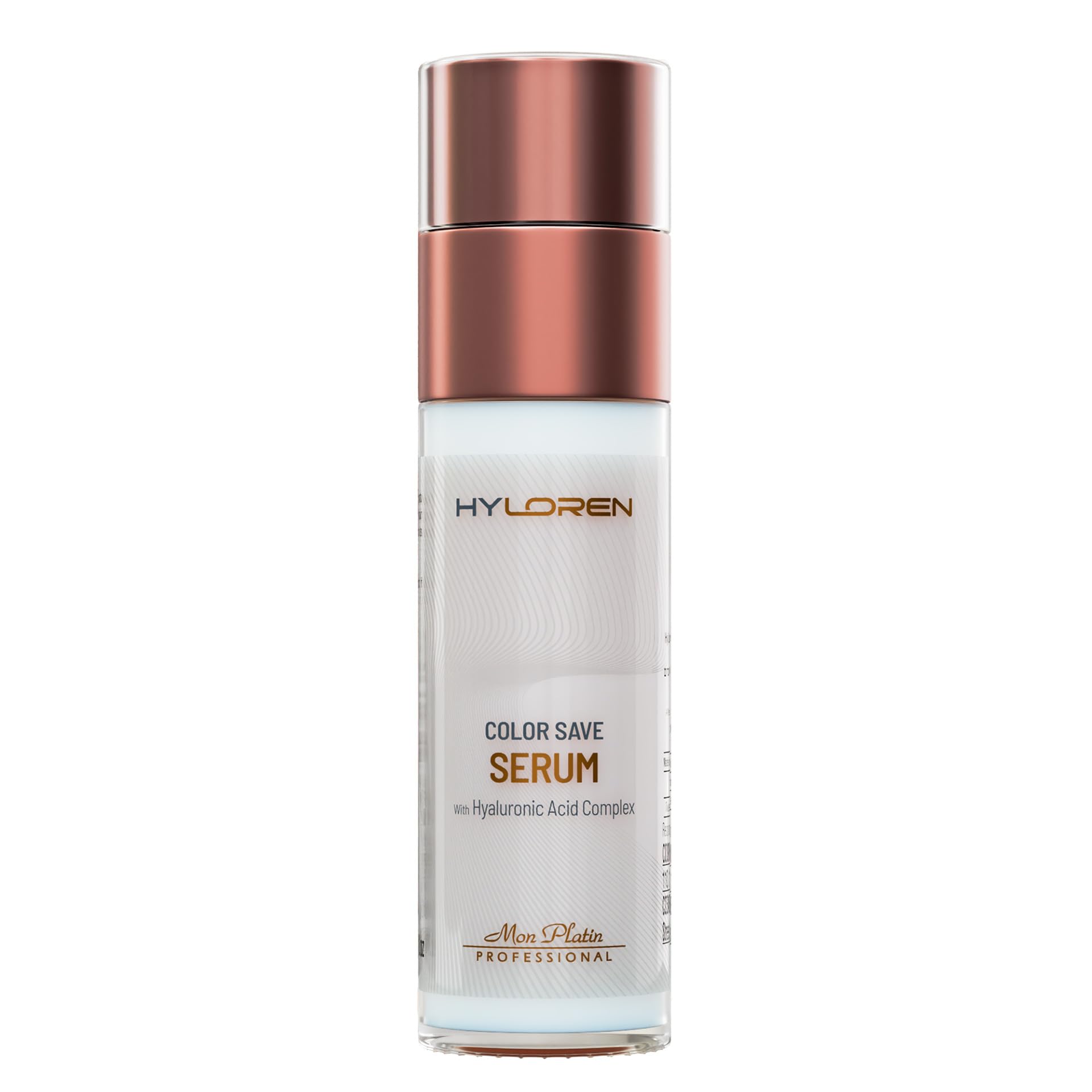 Mon Platin Color Save Serum bottle pouring for vibrant color protection and shine