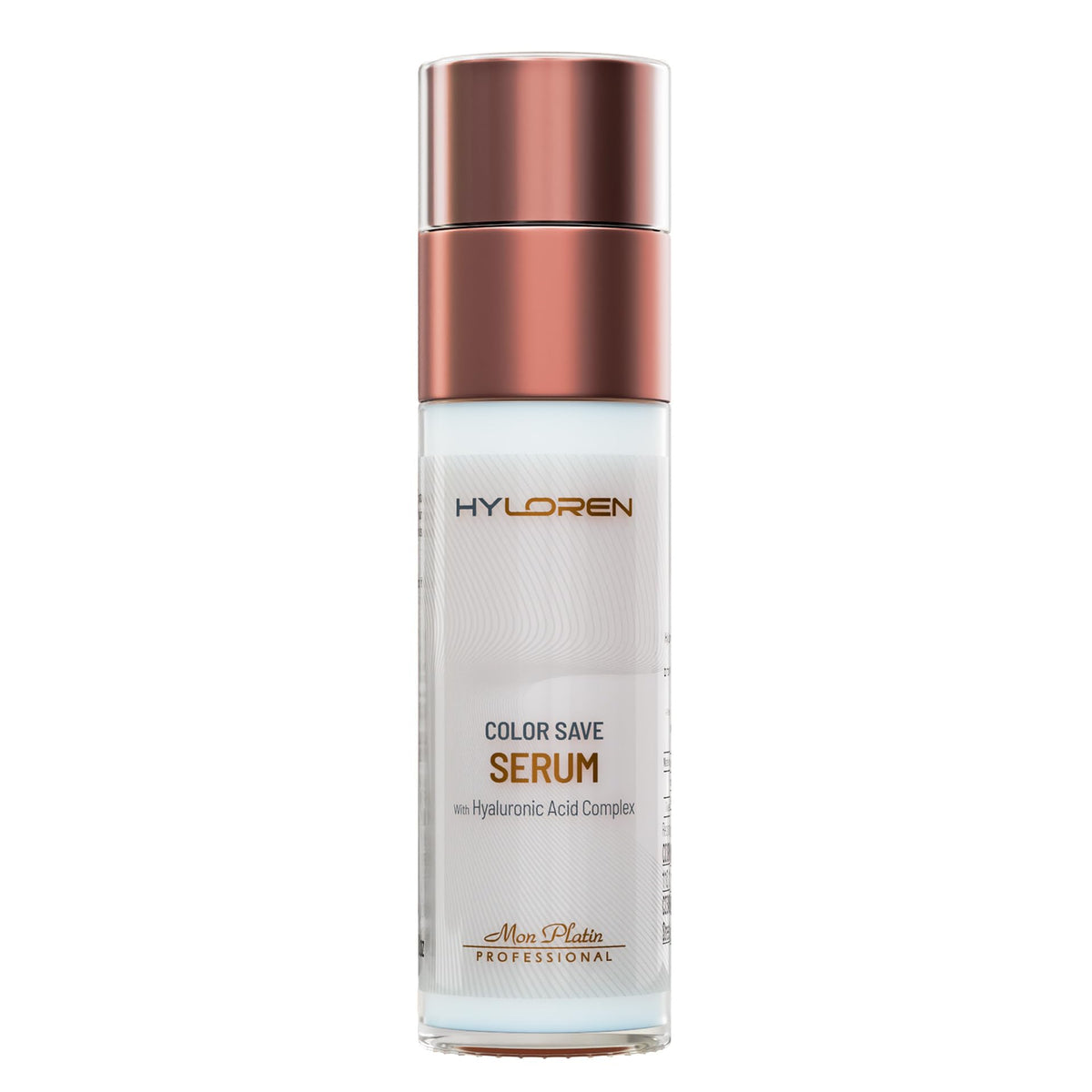 Mon Platin Color Save Serum bottle pouring for vibrant color protection and shine