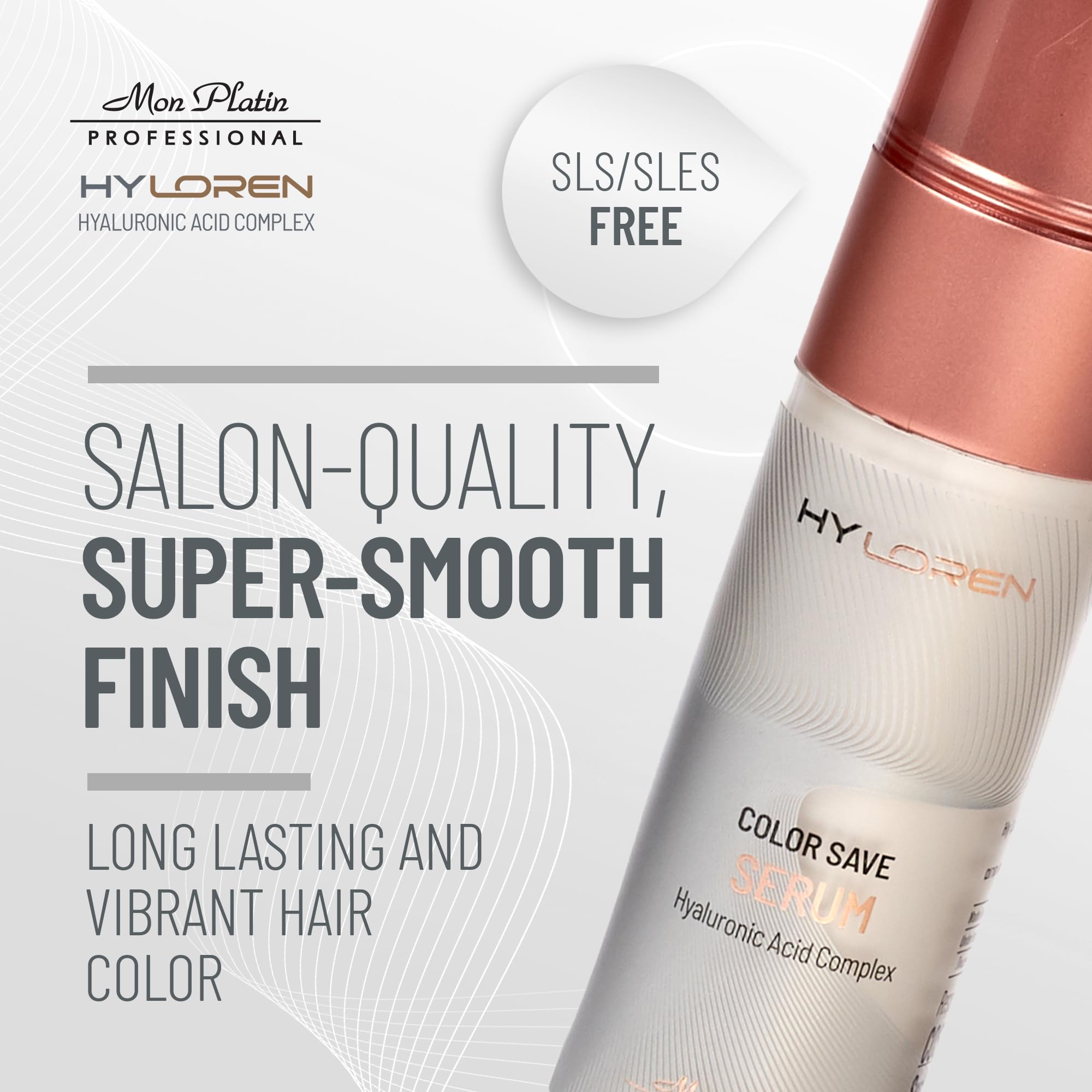 Hydration from Hyaluronic Acid nourishes Mon Platin Color Save Serum from cuticle to ends