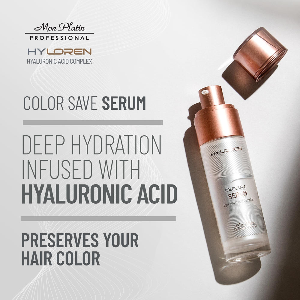 Mon Platin Color Save Serum applied to hair for smoothness and frizz control