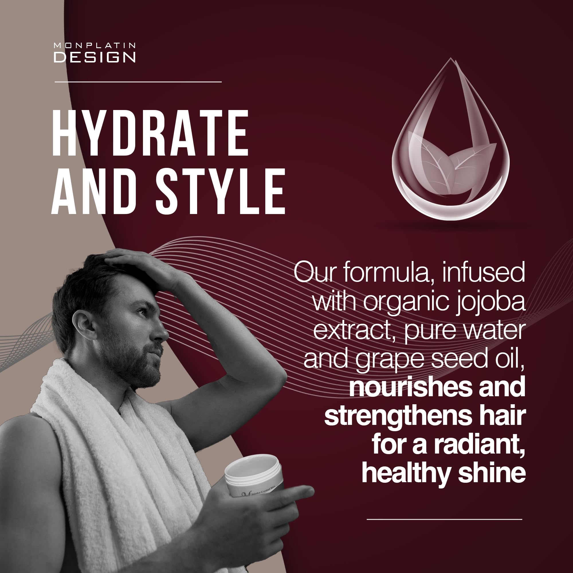 Mon Platin Professional Hair Wax nourishes with jojoba extract for healthy-looking locks.