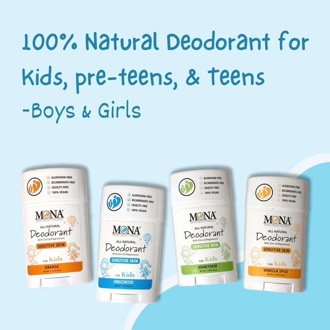 MONA vegan kids deodorant pack suitable for school and sports