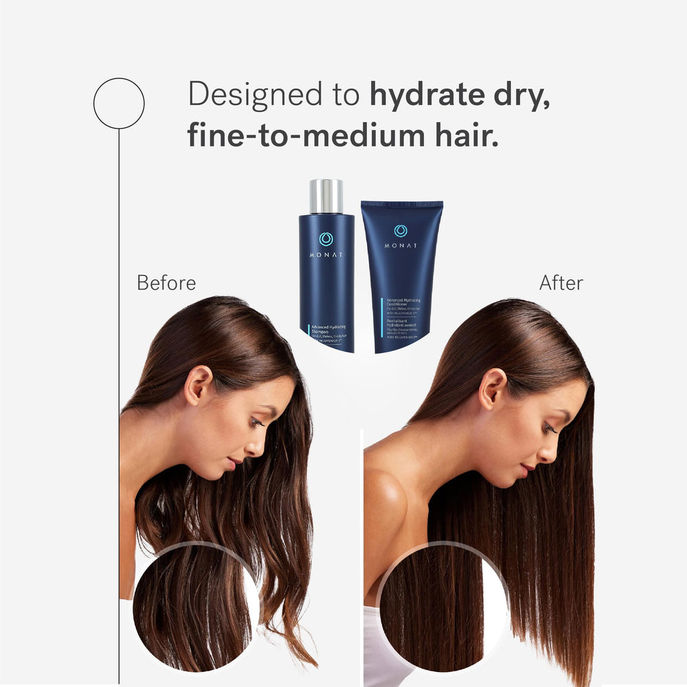MONAT Advanced Hydration Conditioner bottle dispensing for soft, manageable hair
