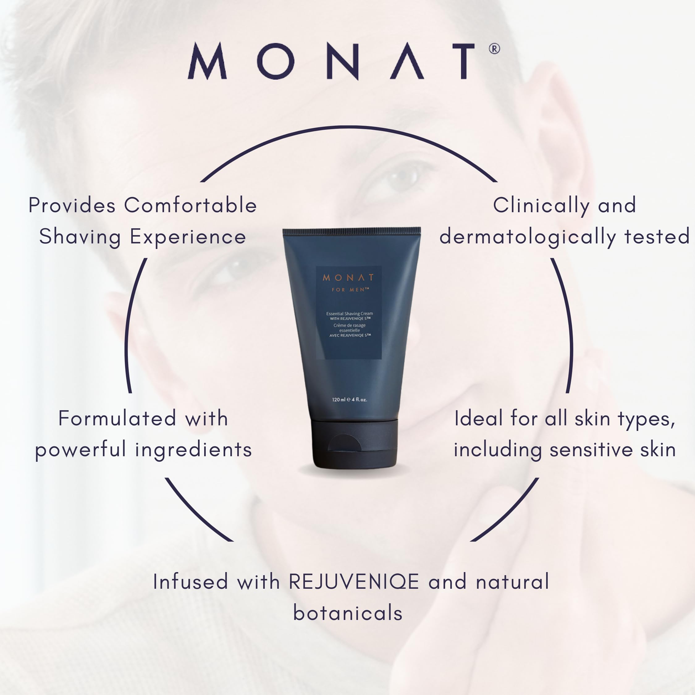 Close-up texture of MONAT shave cream for a comfortable glide.