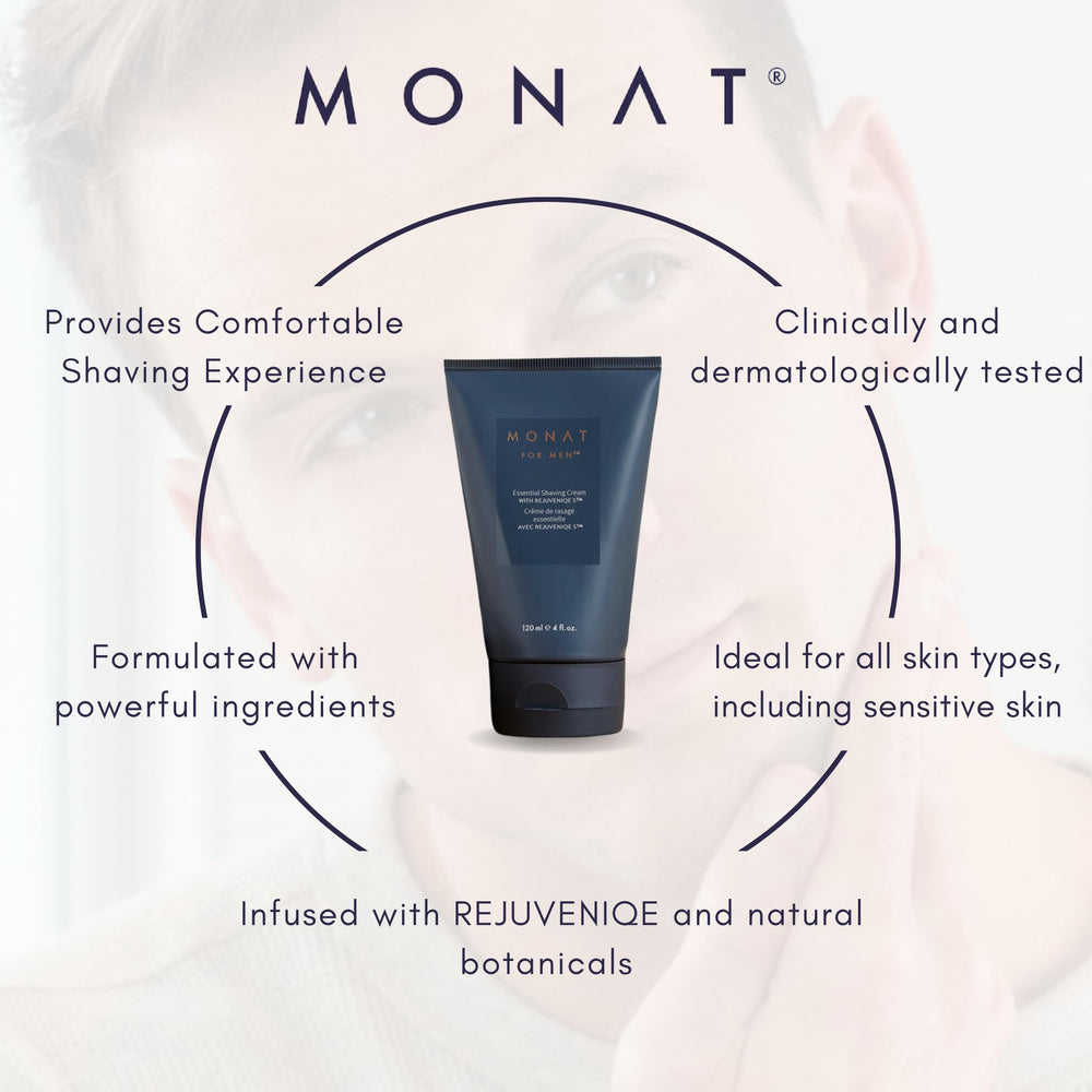 Close-up texture of MONAT shave cream for a comfortable glide.