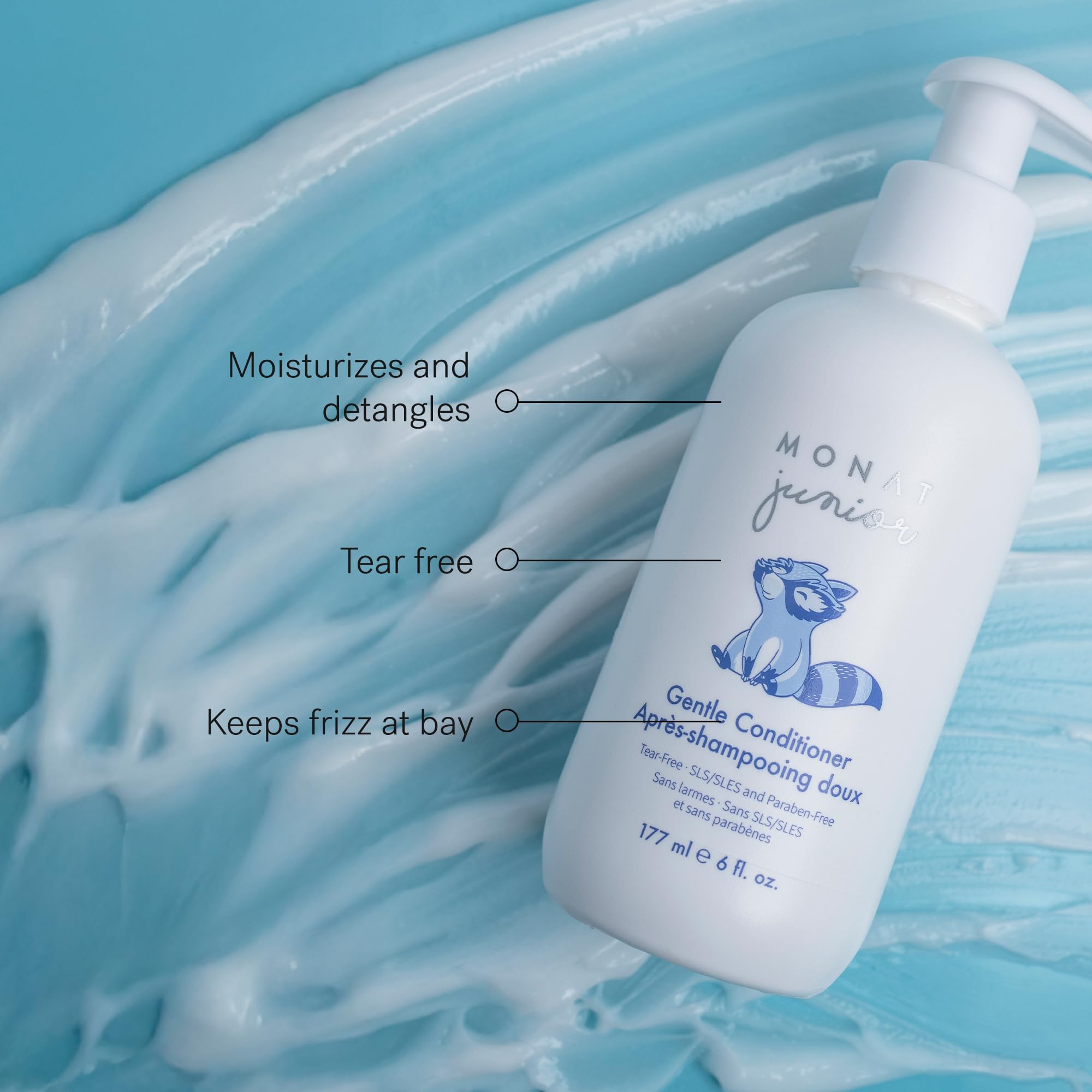 MONAT Junior shampoo with olive oil—natural hydration for vibrant shine.