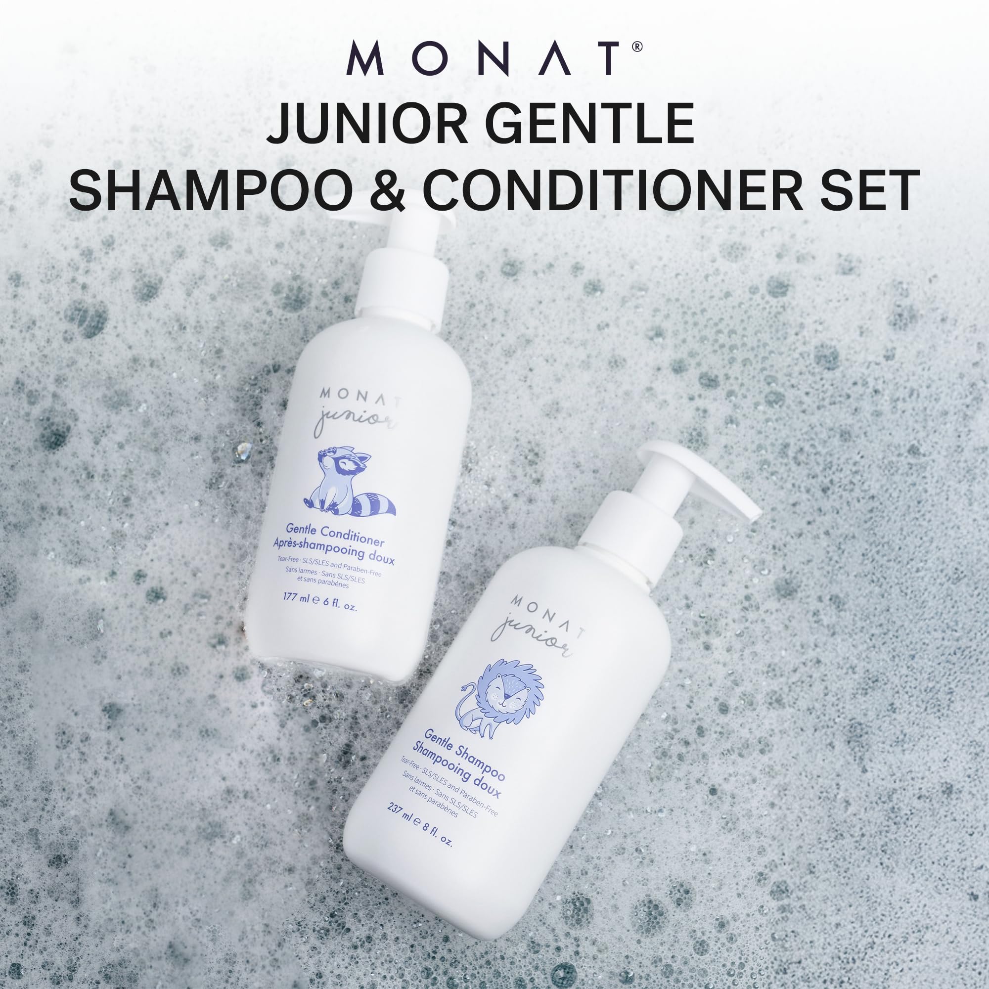 MONAT Junior tear-free formula bottle—gentle cleansing during bath time.