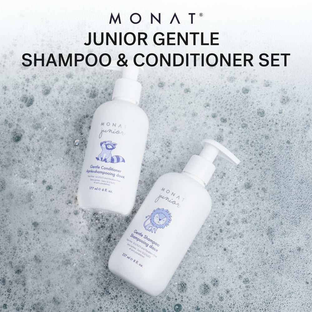MONAT Junior tear-free formula bottle—gentle cleansing during bath time.