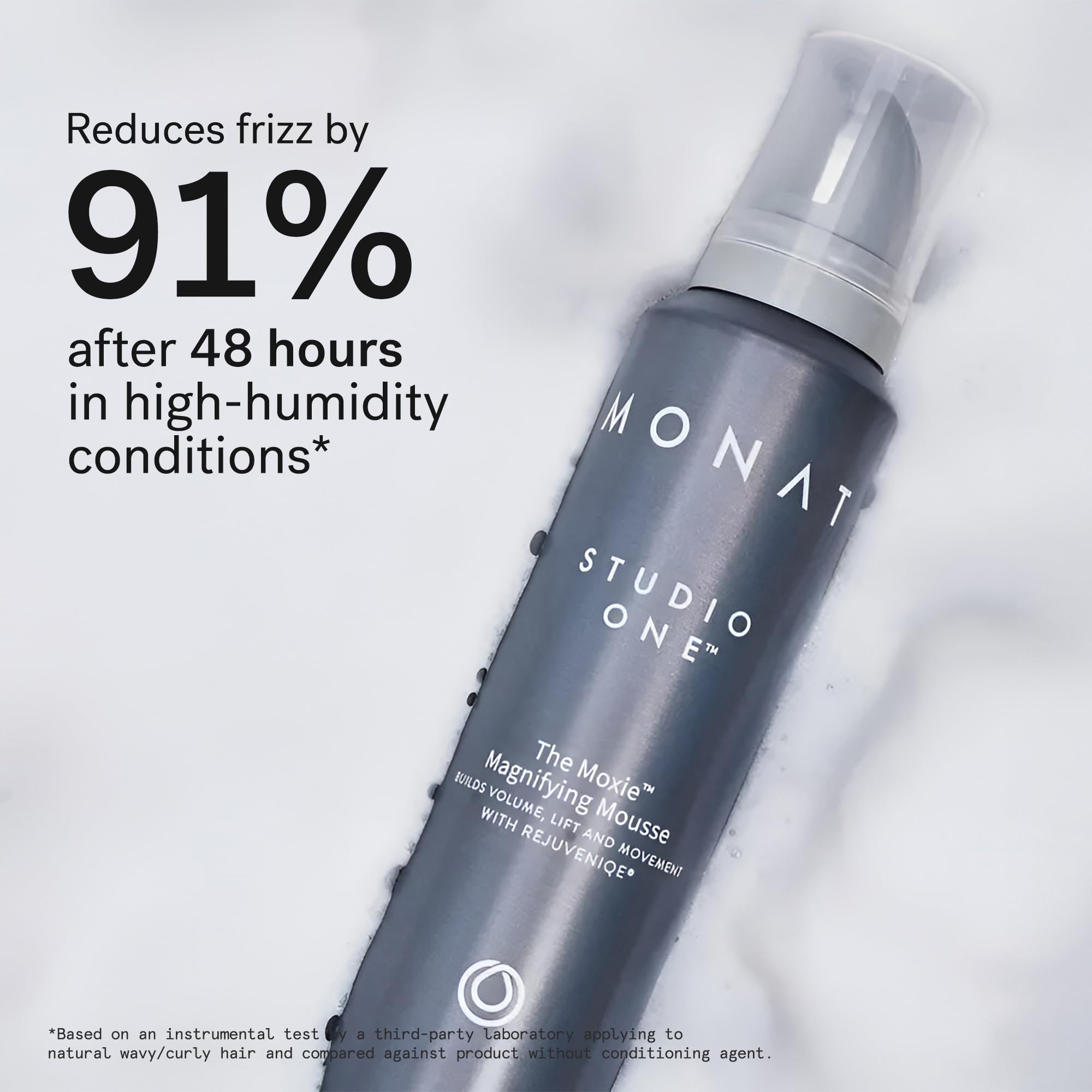 MONAT Moxie Magnifying Mousse close-up shows soft texture and no crunch.