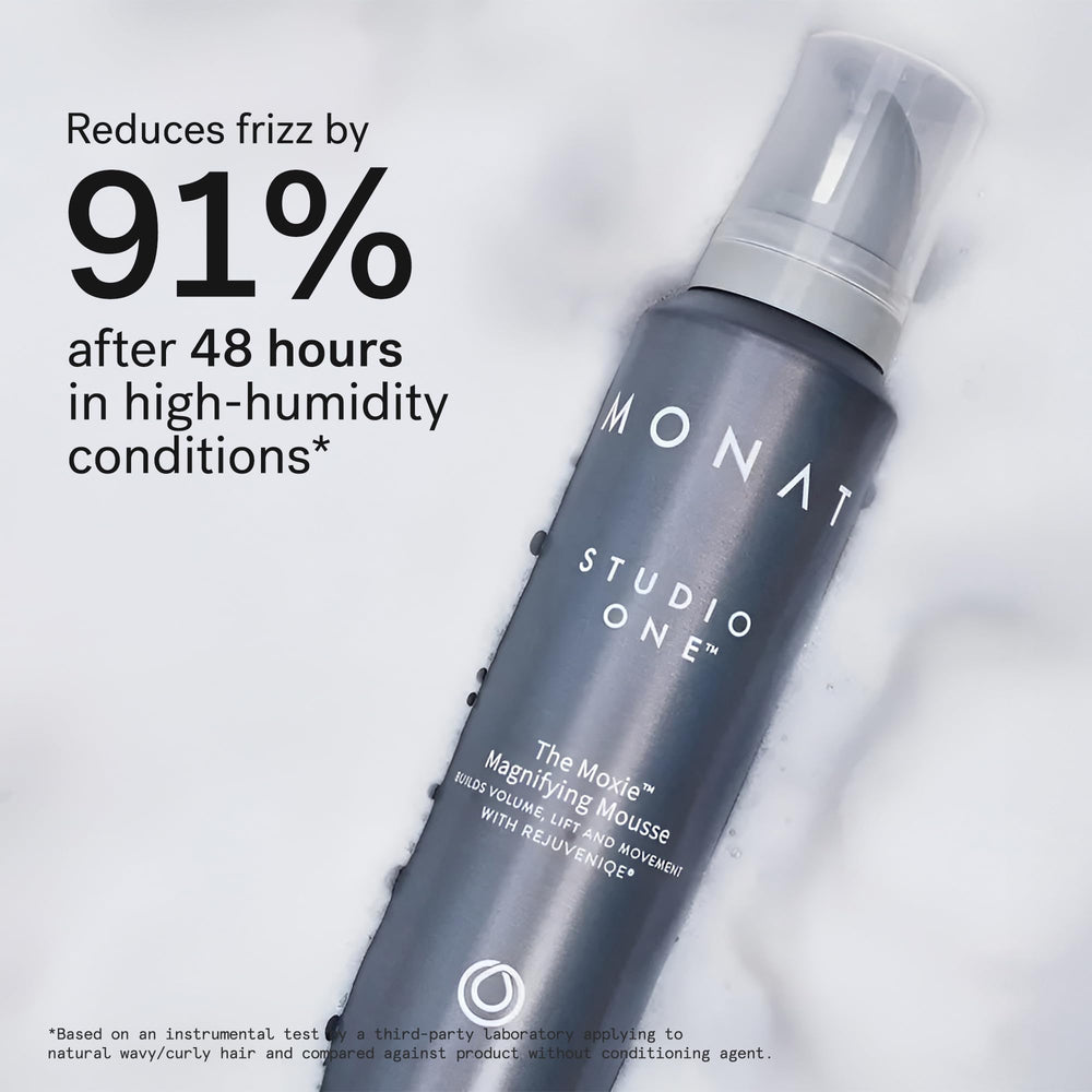 MONAT Moxie Magnifying Mousse close-up shows soft texture and no crunch.