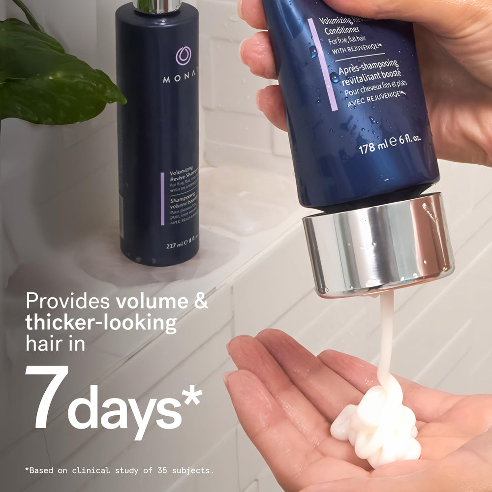 MONAT REJUVENIQE bottle close-up highlighting nourishing blend for hair.