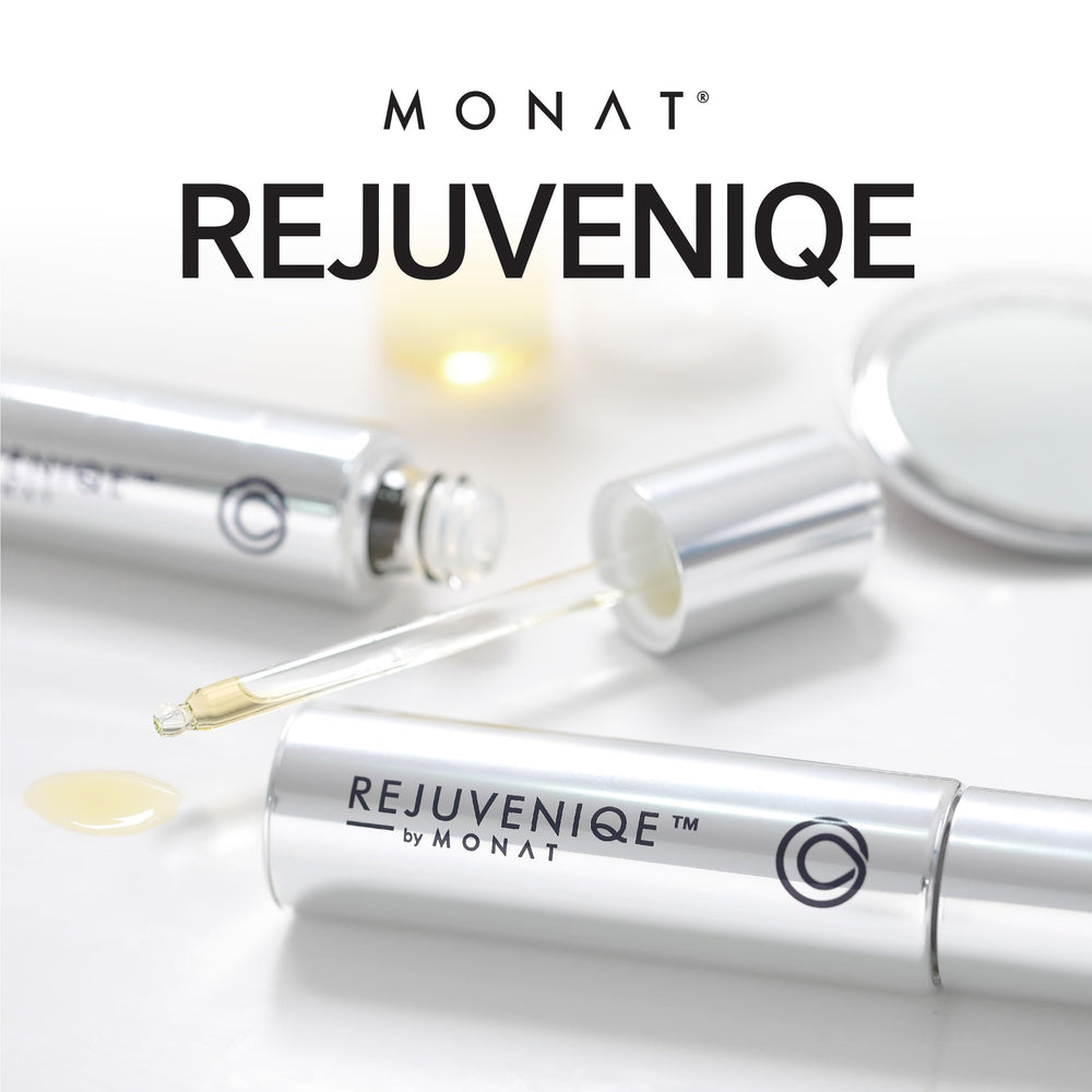 MONAT Rejuveniqe oil texture close-up showing a silky finish.