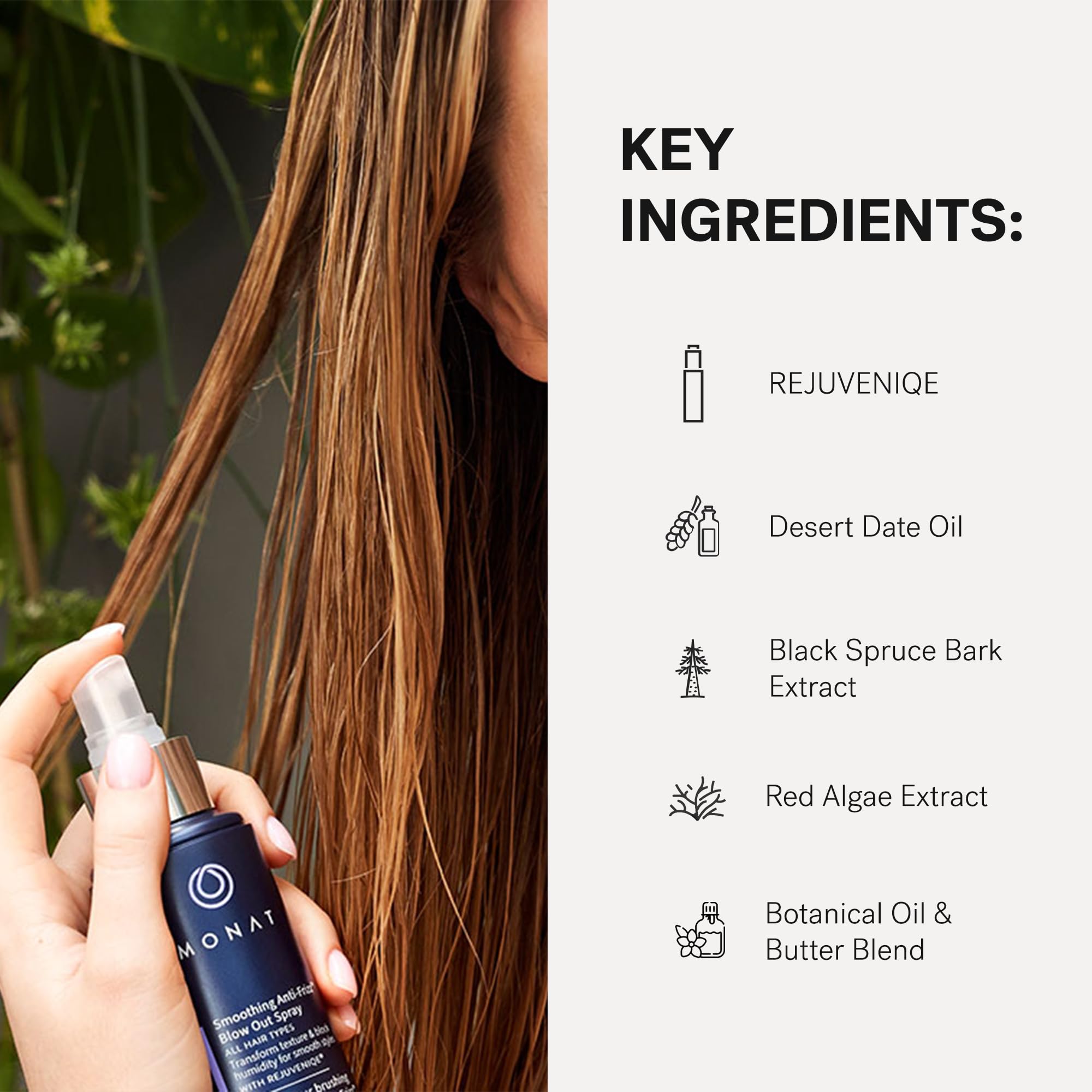 MONAT Smoothing Anti-Frizz Blowout Spray reduces frizz and flyaways.