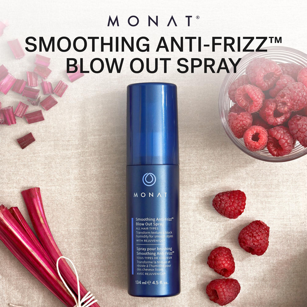 MONAT Smoothing Anti-Frizz Blowout Spray delivers a glossy finish.