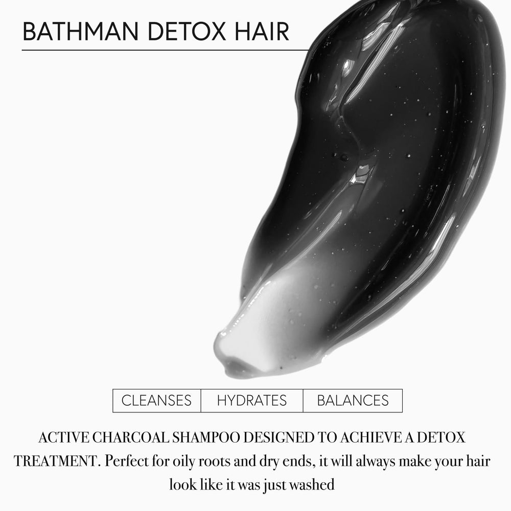 MONCHO MORENO Bathman Detox Shampoo scalp close-up highlighting charcoal purifying action