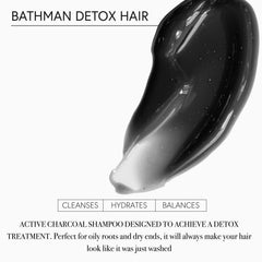 MONCHO MORENO Bathman Detox Shampoo scalp close-up highlighting charcoal purifying action