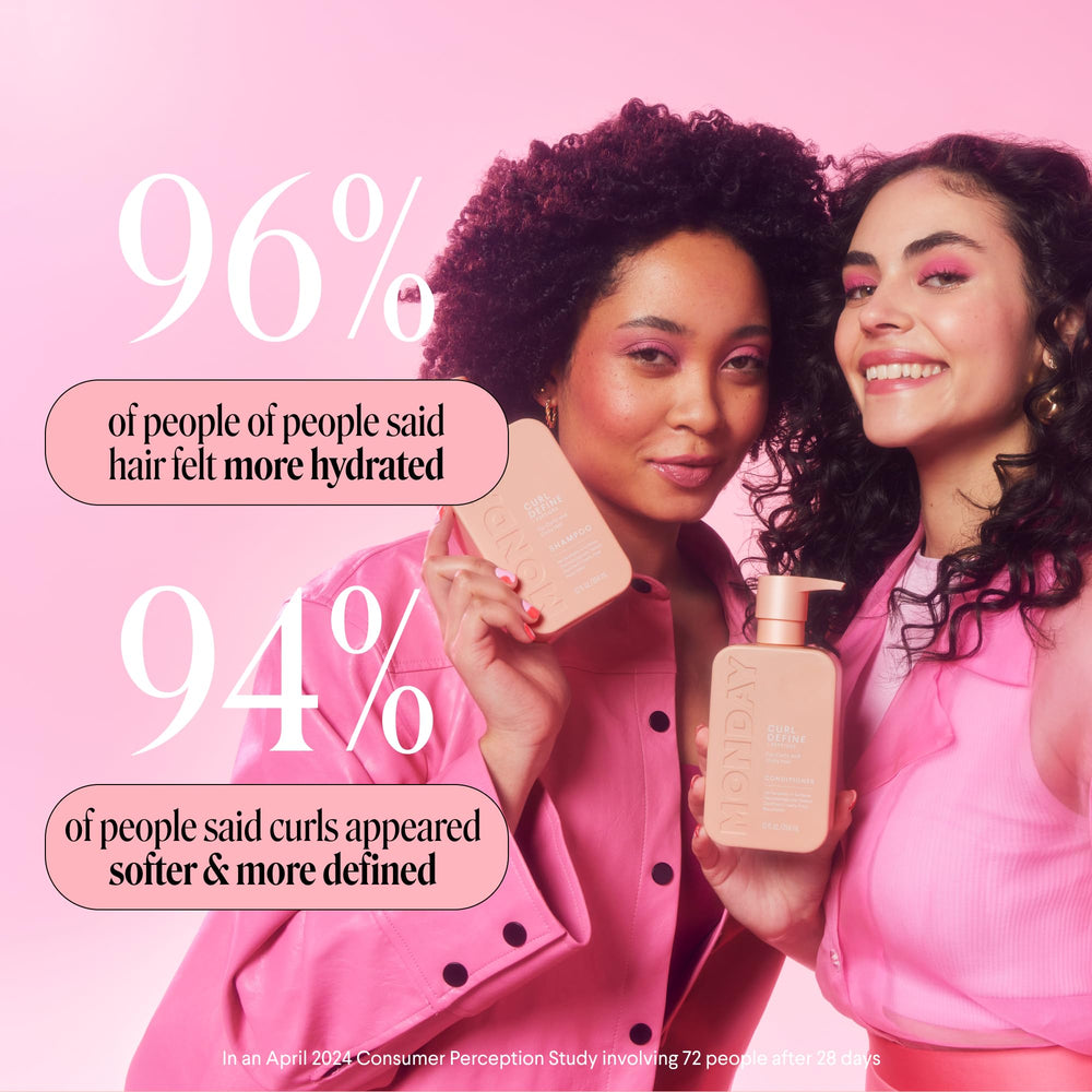 MONDAY Haircare CURL DEFINE hair after use showing defined curls
