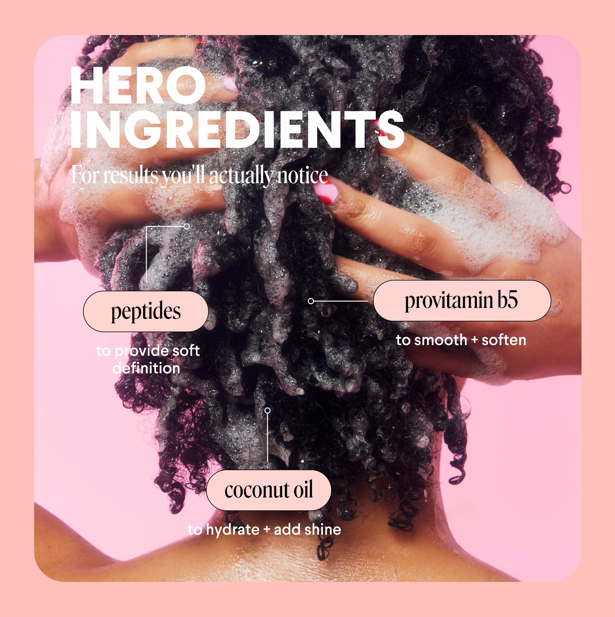 MONDAY Haircare CURL DEFINE peptides close-up emphasizing resilience benefits