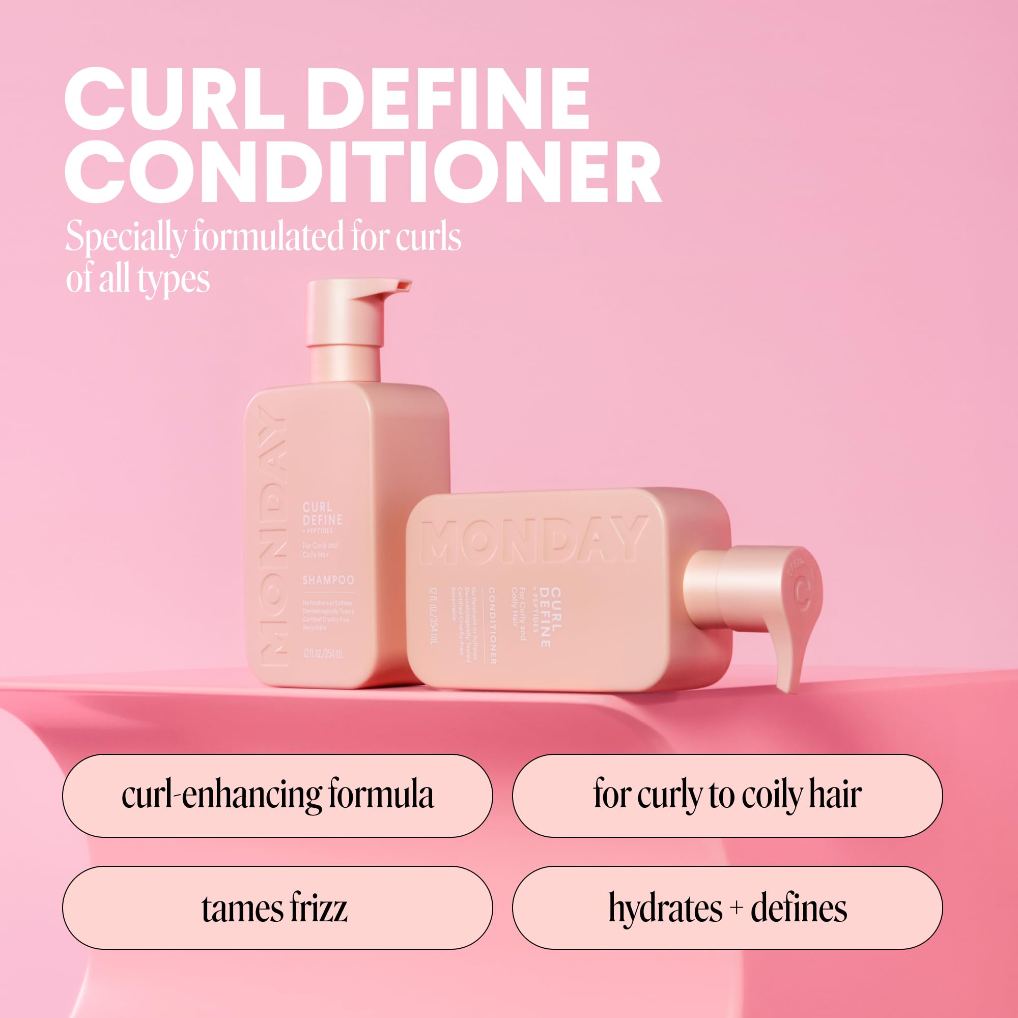 MONDAY Haircare CURL DEFINE texture close-up showing creamy formula for detangling