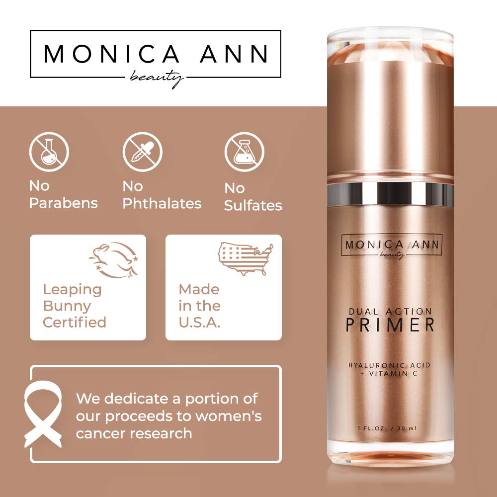 Monica Ann Beauty Dual-Action Primer on skin with long-wear feel