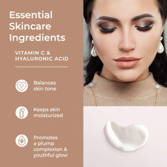 Monica Ann Beauty dual-action primer applied on skin for even tone prep.
