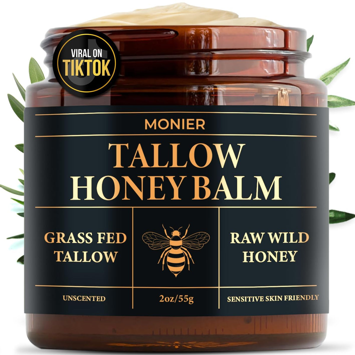 MONIER Tallow and Honey Balm jar for dry skin nourishment.