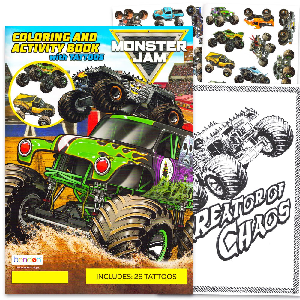 Monster Jam coloring book with monster truck pages for hours of activity.