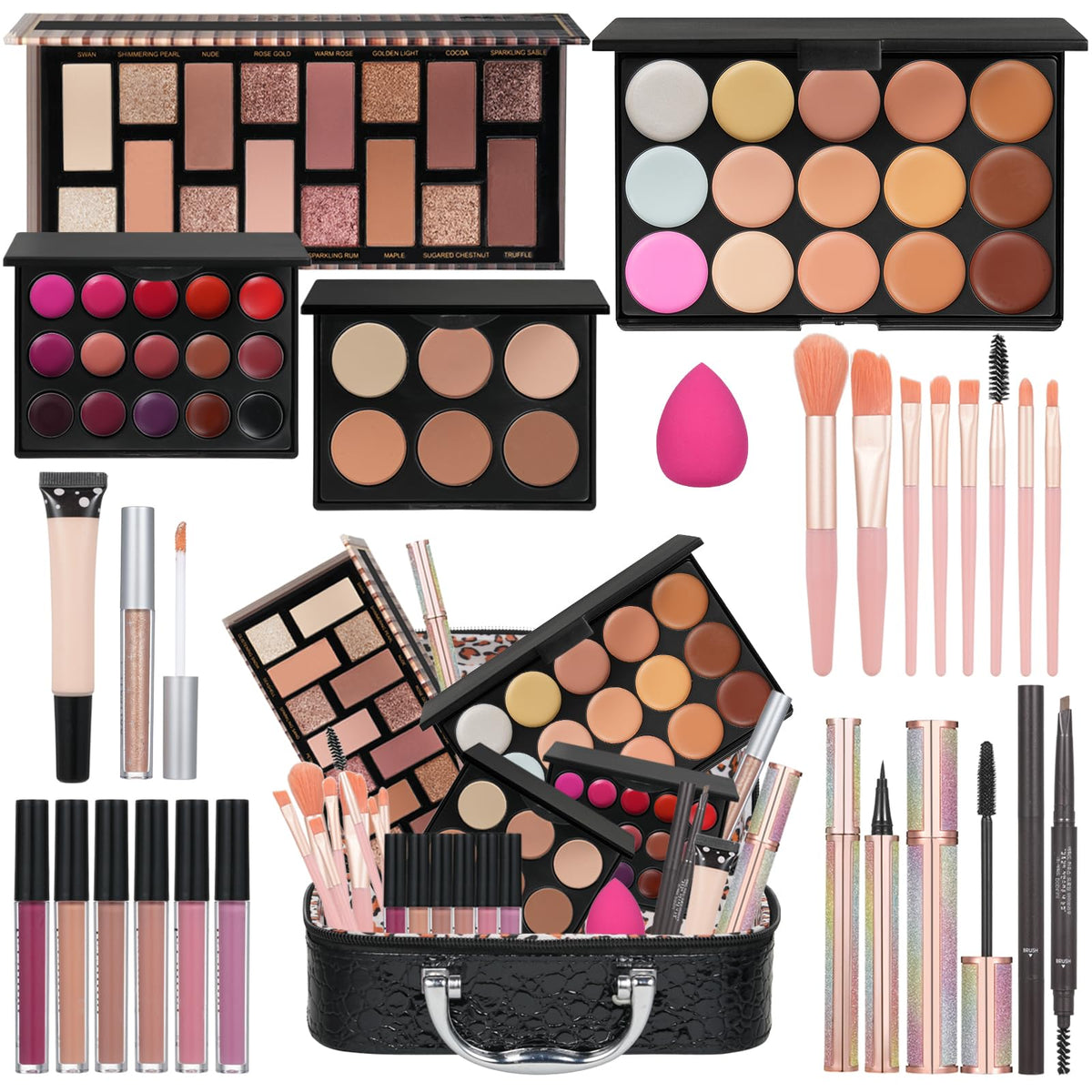 Moobirlet coffret maquillage complet offrant tout le nécessaire pour un look du jour.